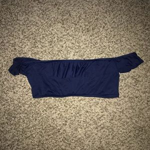 Polo Ralph Lauren Navy Blue Off The Shoulder Top